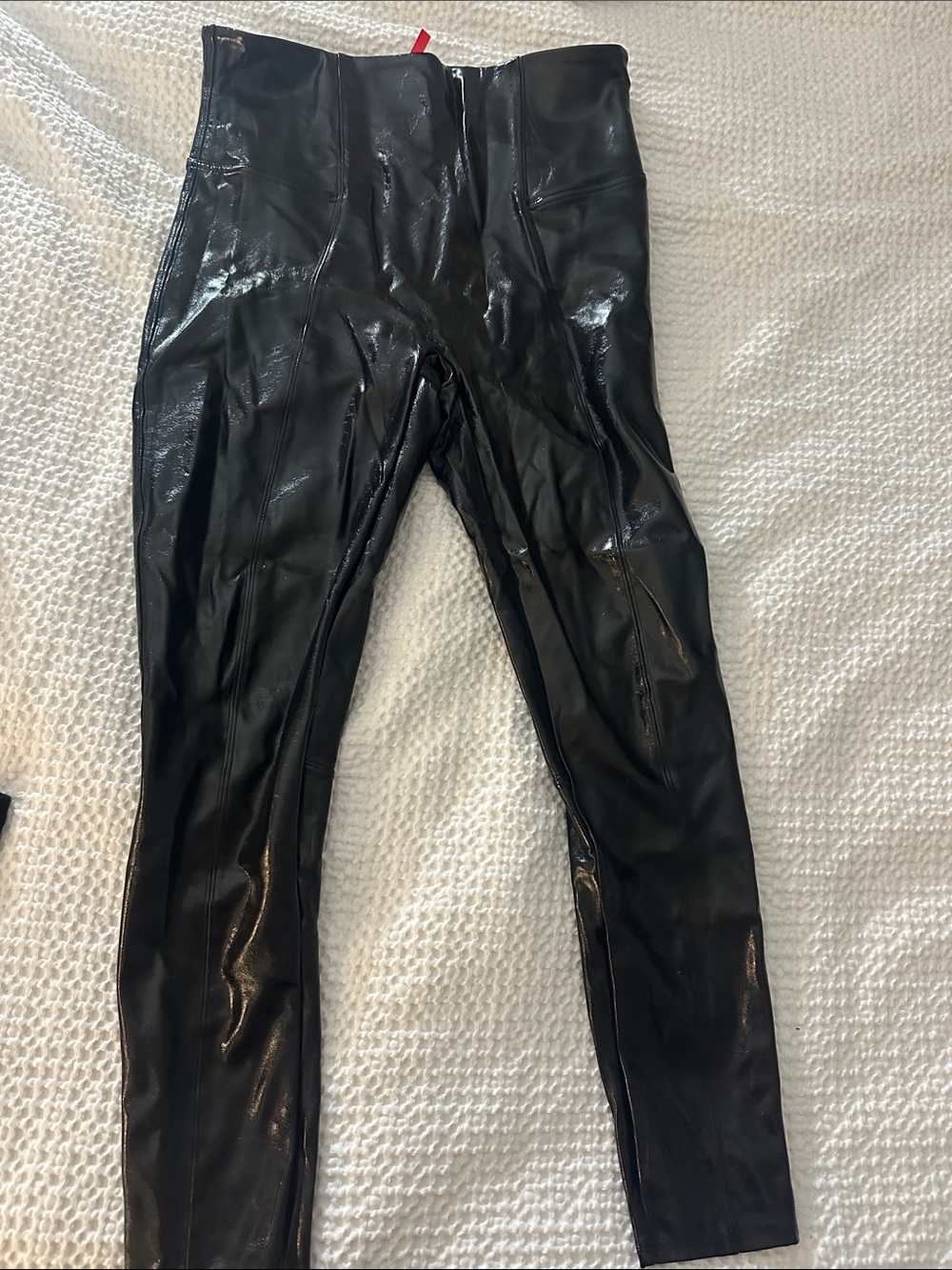 SPANX Glossy Black High-Rise Faux-Leather Leggings - Picture 3 of 8